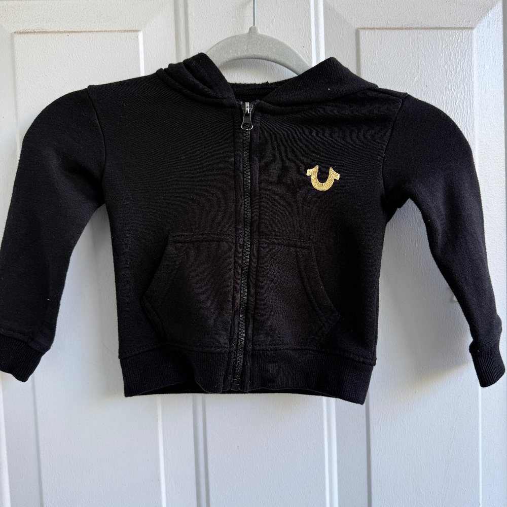 True Religion | Black Full Zip Hoodie | Baby 18 Months‎